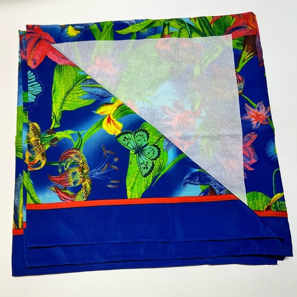 New Linea by Louis Dell'Olio Tiger Lily Scarf Blue Multicolor Butterfly - Picture 7 of 8